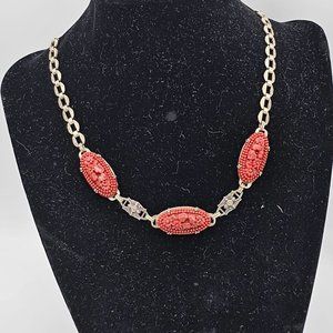 Sterling Art Deco Marcasite Molded Flower Carnelian Glass Necklace